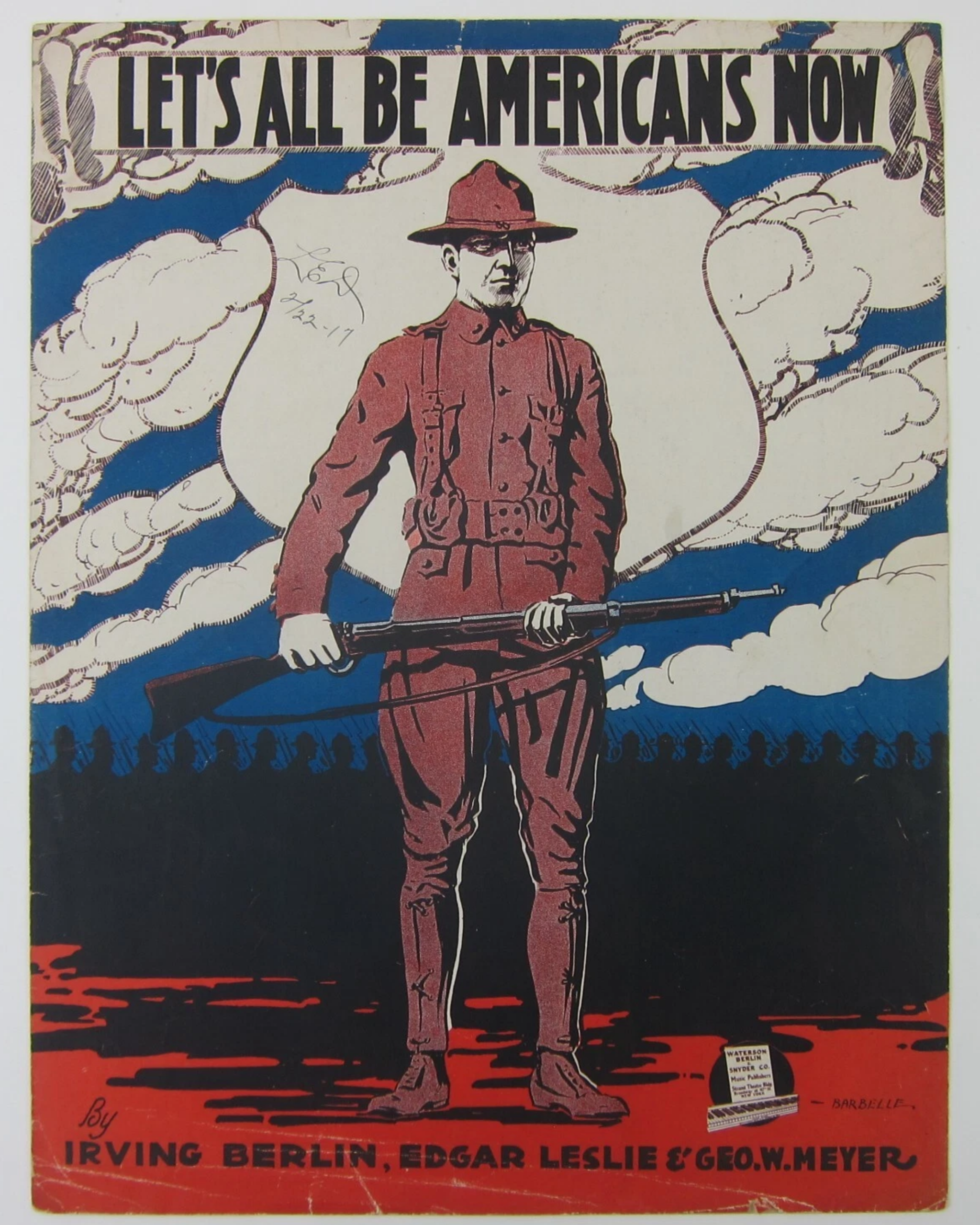 Cover image from Let’s All Be Americans Now, Irving Berlin (1917)