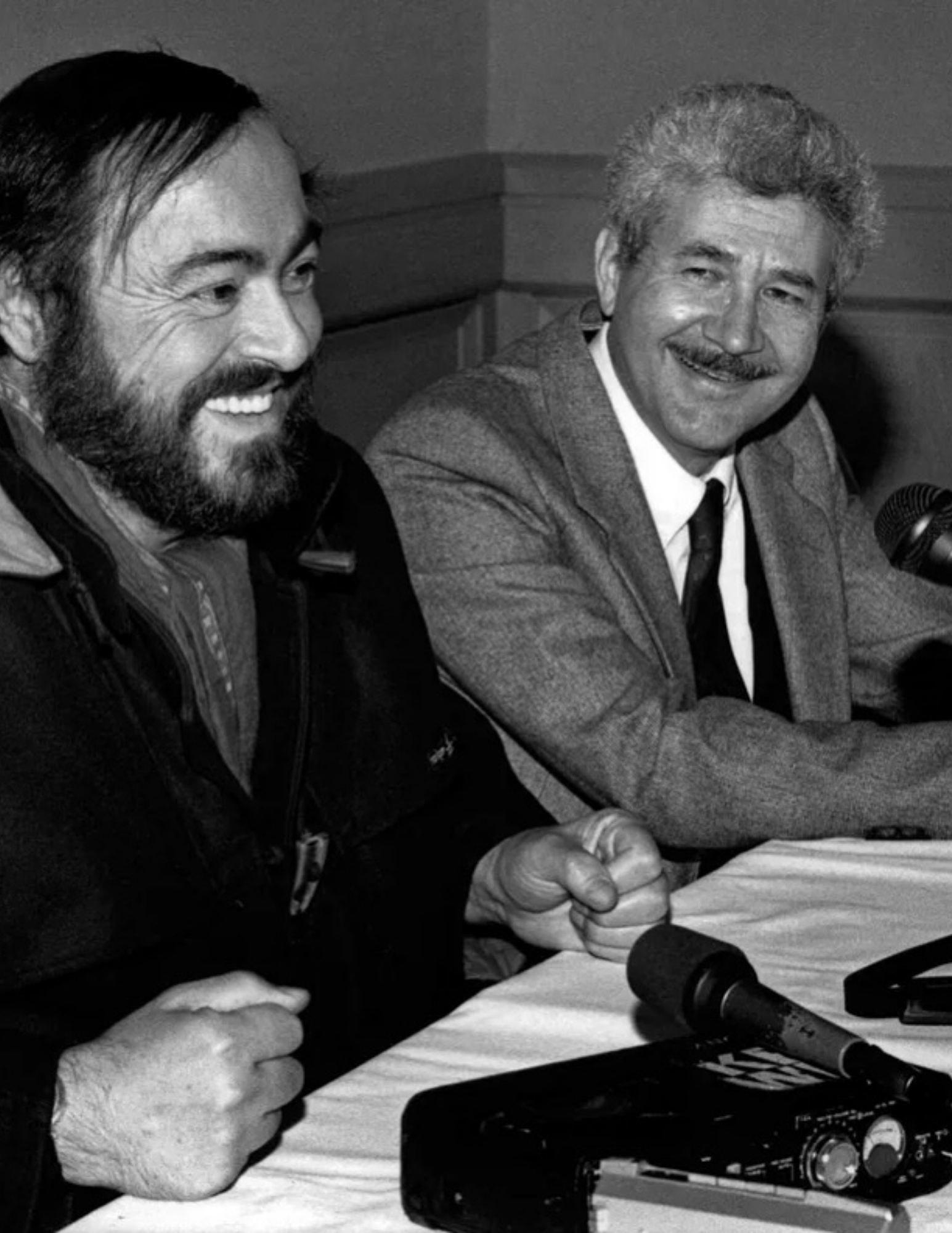 Luciano Pavarotti with David DiChiera at Joe Louis Arena in 1988