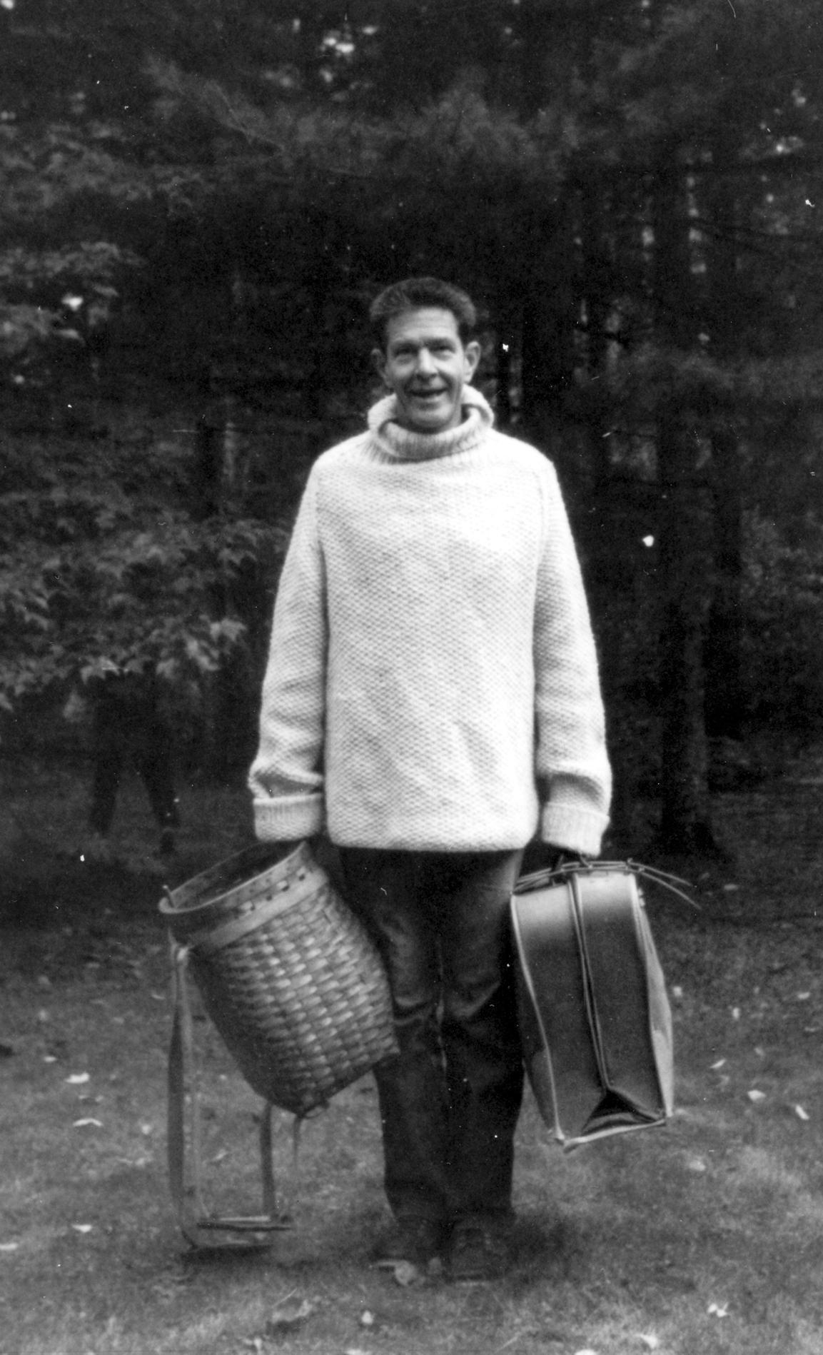 Cage foraging for morel mushrooms at Black Mountain College