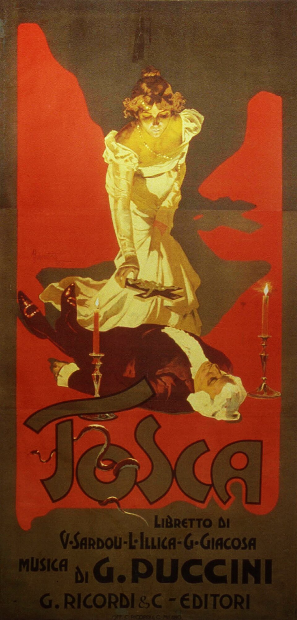 Title page of the first edition of the piano score to Puccini's Tosca